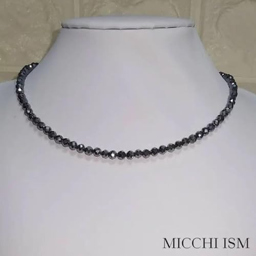 テラヘルツ鉱石 ダイヤカットペンダントネックレス キラキラ ボタン金具 3mm玉 8dadc2cefe6561c1e8b064deca2423